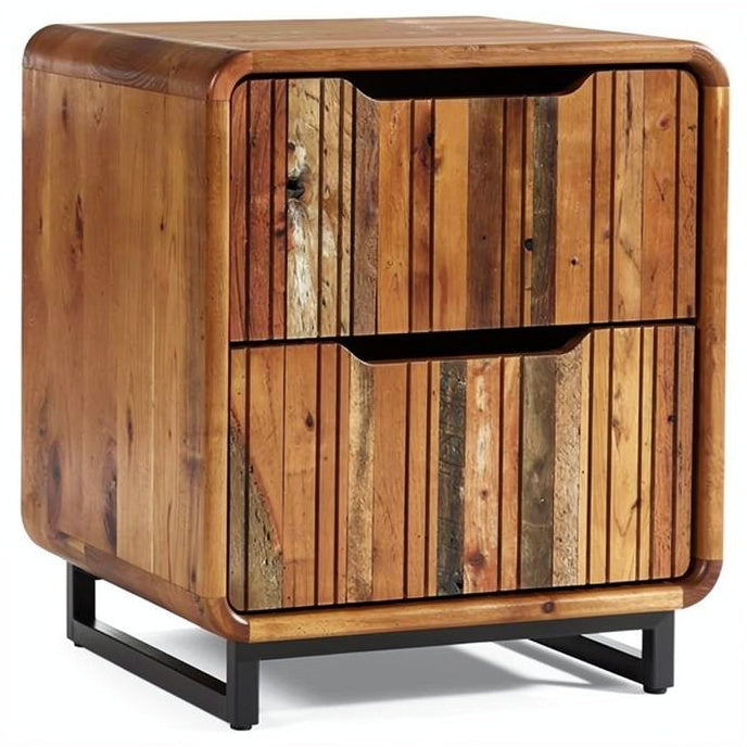 **Technische titel in het Nederlands: Moderne houten nachtkast met lades**