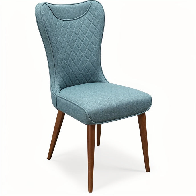 **Technische Titel in het Nederlands: Elegante Blauwe Stoel met Houten Poten**