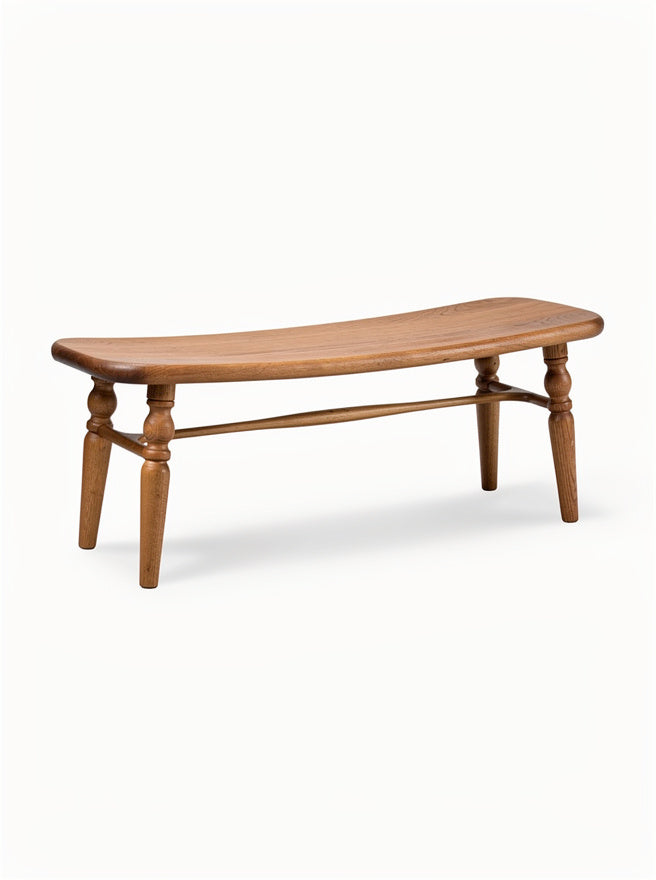 **Technische titel in het Nederlands: "Elegante houten bank met gebogen ontwerp"**